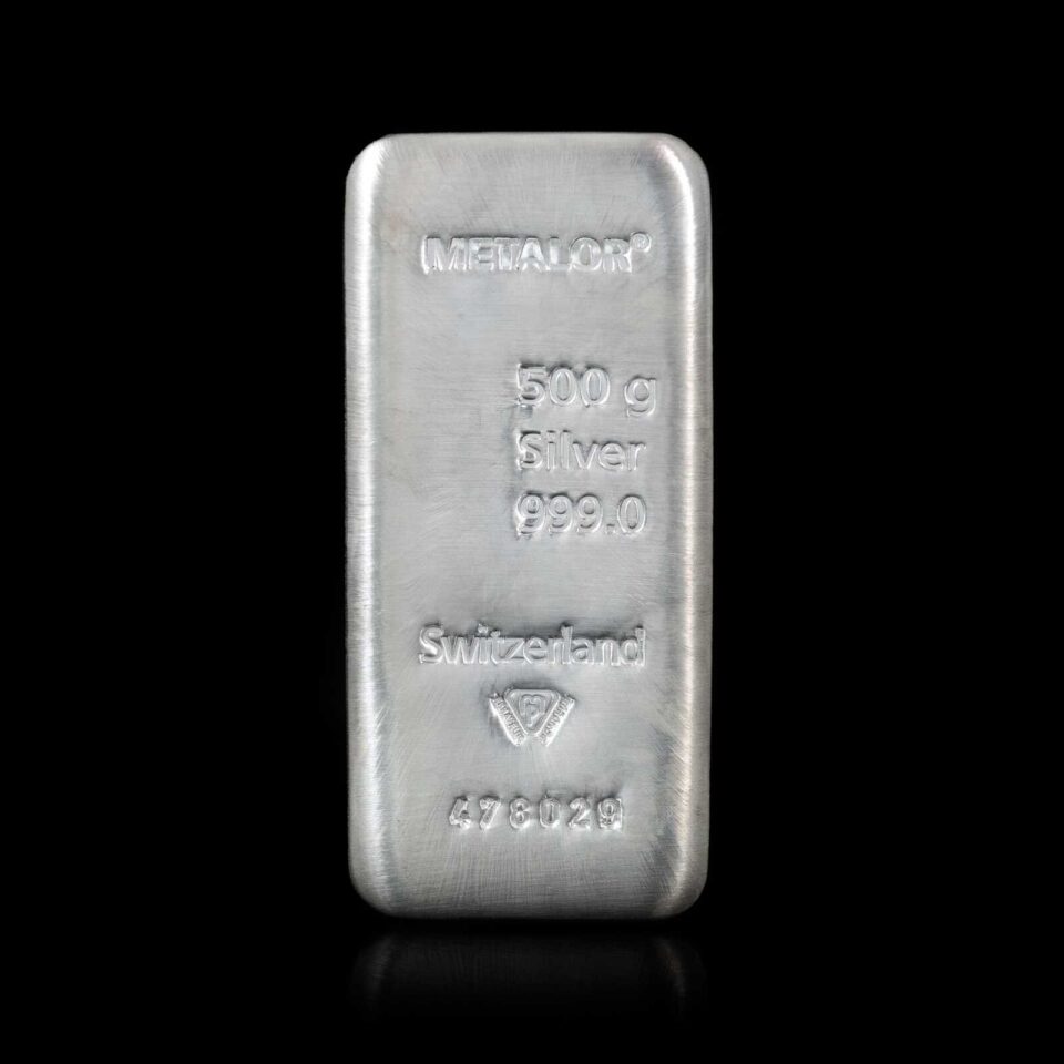 500g Metalor Cast Silver Bar