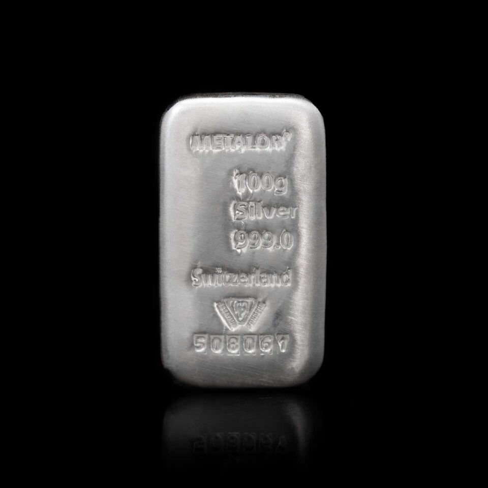 100g Metalor Cast Silver Bar