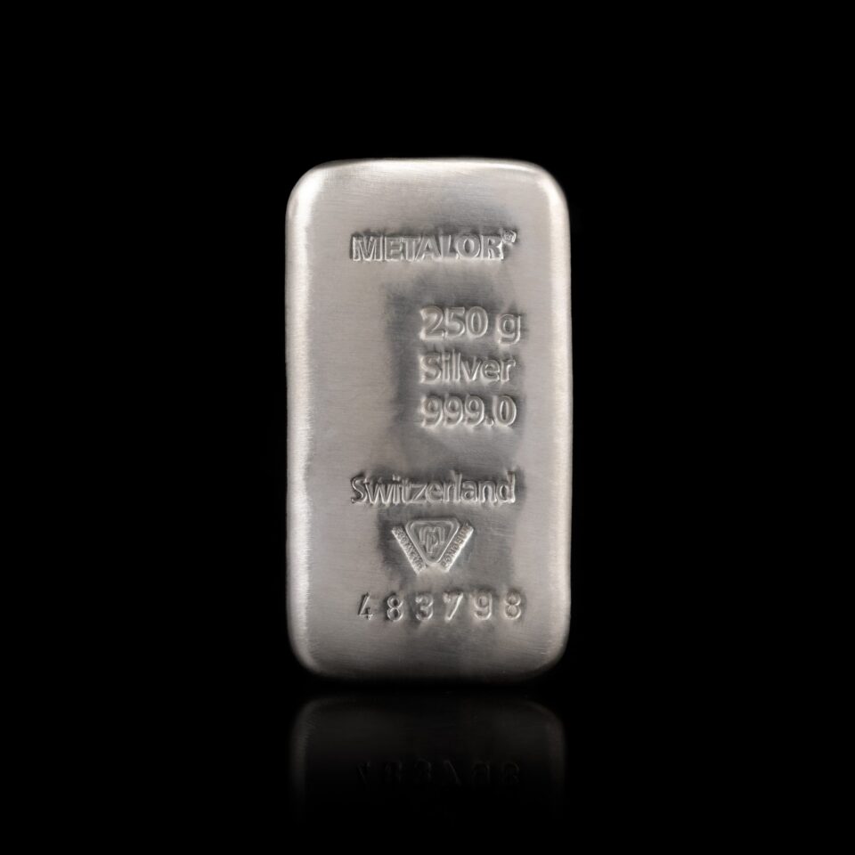 250g Metalor Cast Silver Bar